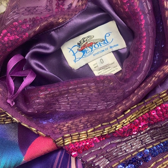 SOLD Jovani Vintage Y2k Tropical Print Prom Satin Dress - Picture 3 of 11